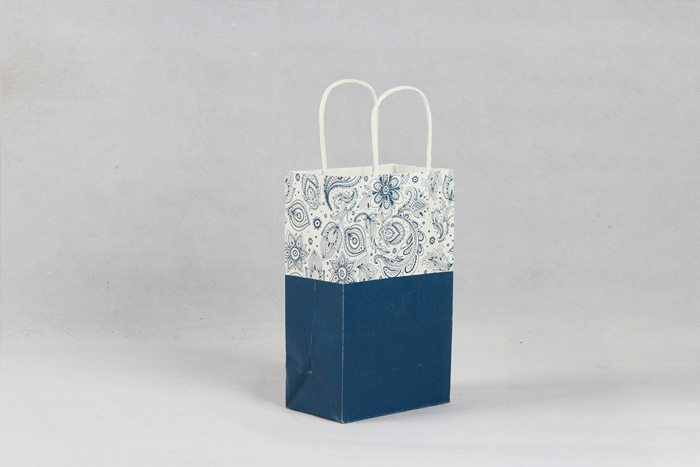 藍色花紋時尚牛皮紙袋 藍色花紋時尚牛皮紙袋